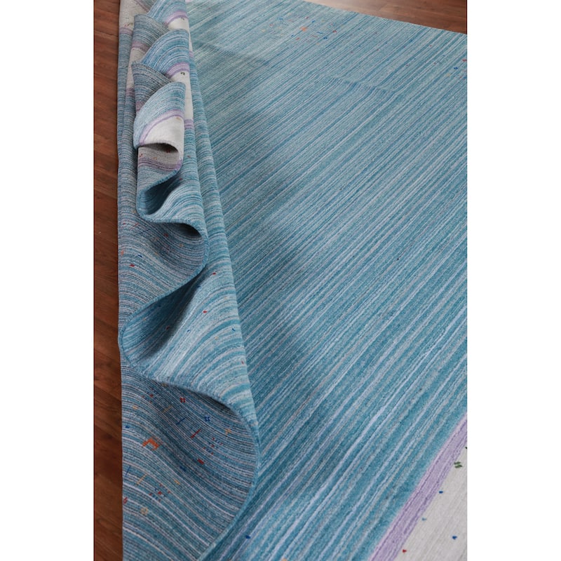 Hand Knotted Oriental 100% Wool Carpet Tribal Tribal Navy Blue & Blues Gabbeh Area Rug - 10' 0'' X 8' 6''