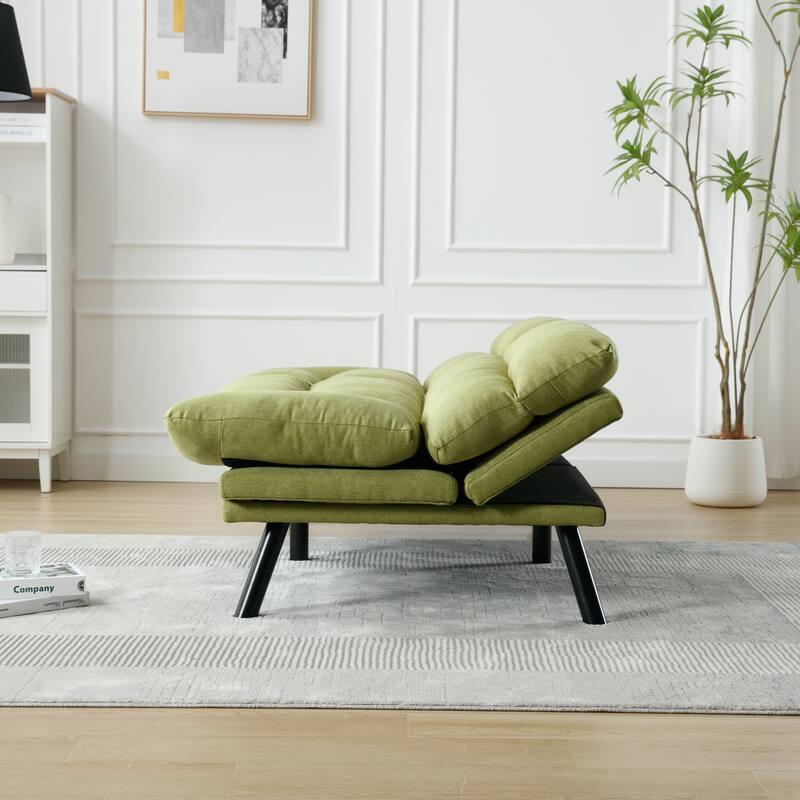 Modern 2-Seater Linen Sofa with Metal Legs, Set of 1