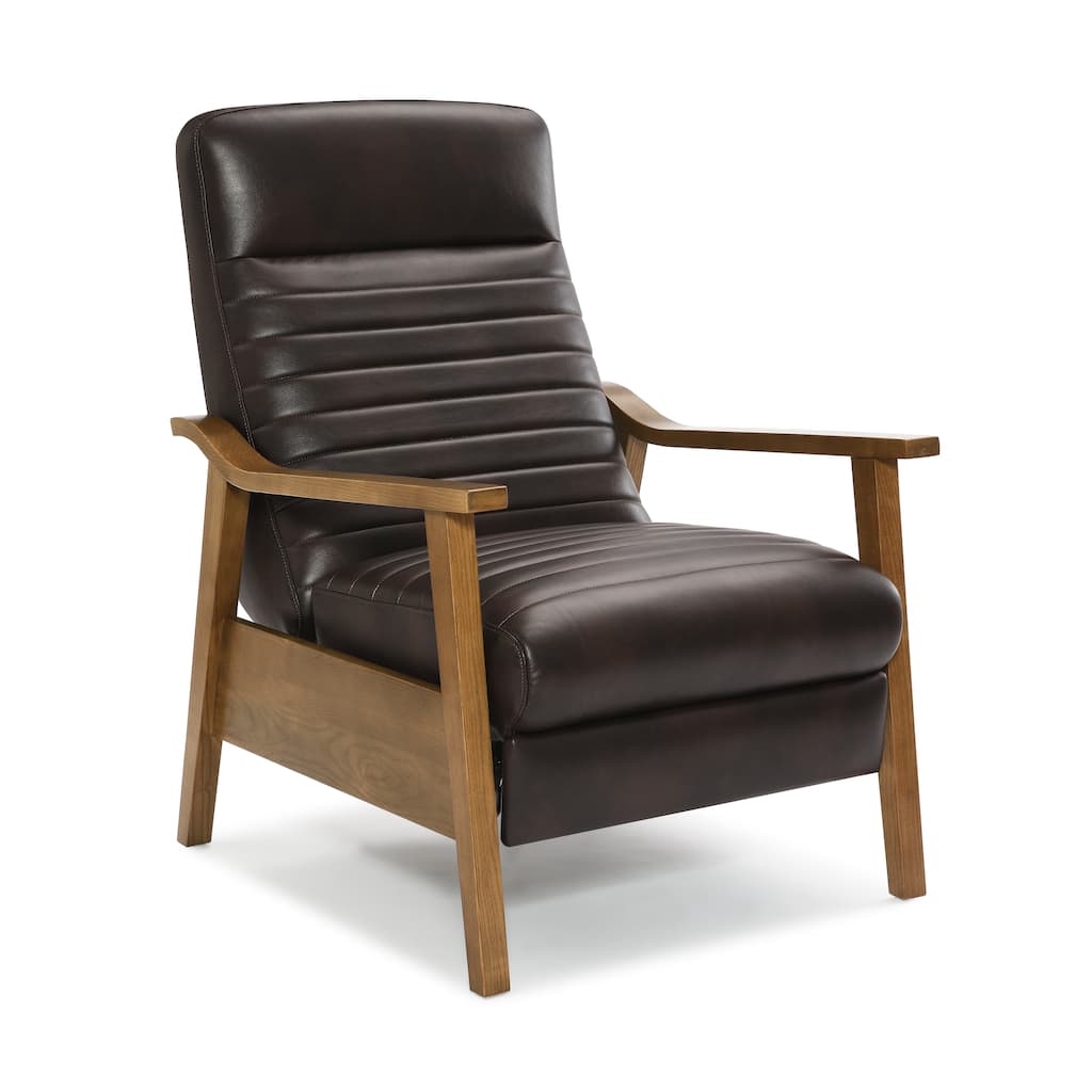 Asher Wood Arm Push Back Recliner - Burnished Brown