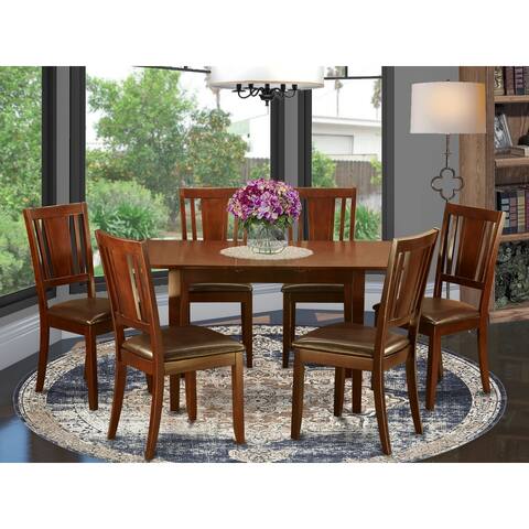 7-piece Dining Table Set with Extender Leaf Dining Table and Kitchen Chairs in Mahogany Finish (Seat's Type Options)