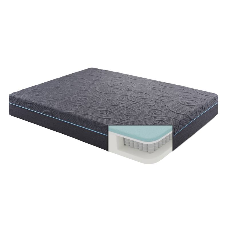 11-inch Eastern King Bed Mattress Gel-Infused Memory Foam Hybrid Mattress, Dark Gray, Mattress in a Box