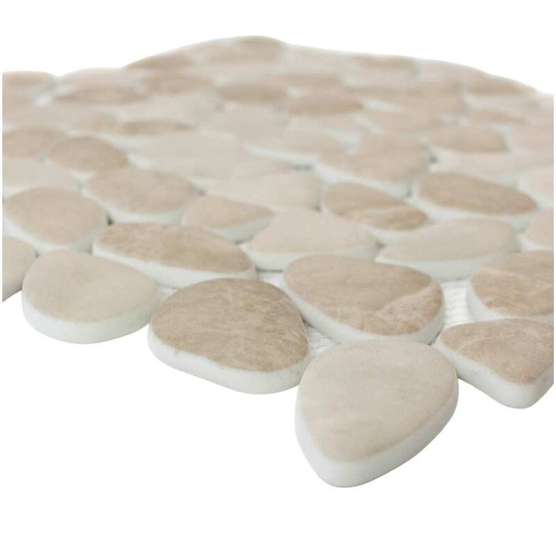 The Tile Life Huron Rock 12x12 Sand Stone Glass Mosaic Pebble Floor & Wall Tile