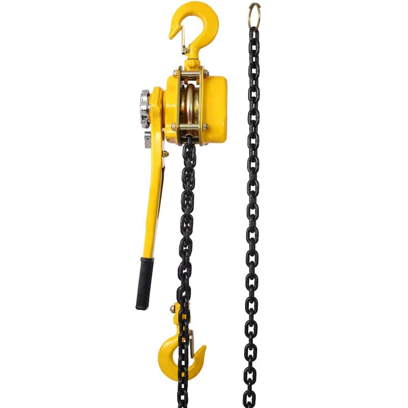 Chain hoist 3/4 Ton Yellow 10 ft. Steel Lever Chain Hoist Log Hook with Heavy Duty Hooks Lift