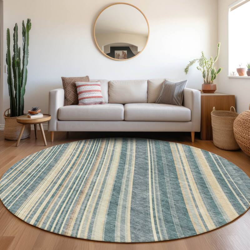 Premium Washable Super Soft Modern Flow Mayfield Rug - Sky - 8' x 8'