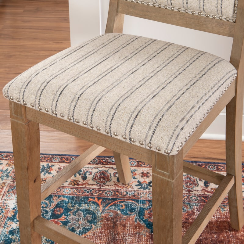 Demi Rustic Grey Solid Wood Striped 26-Inch Counter Stool