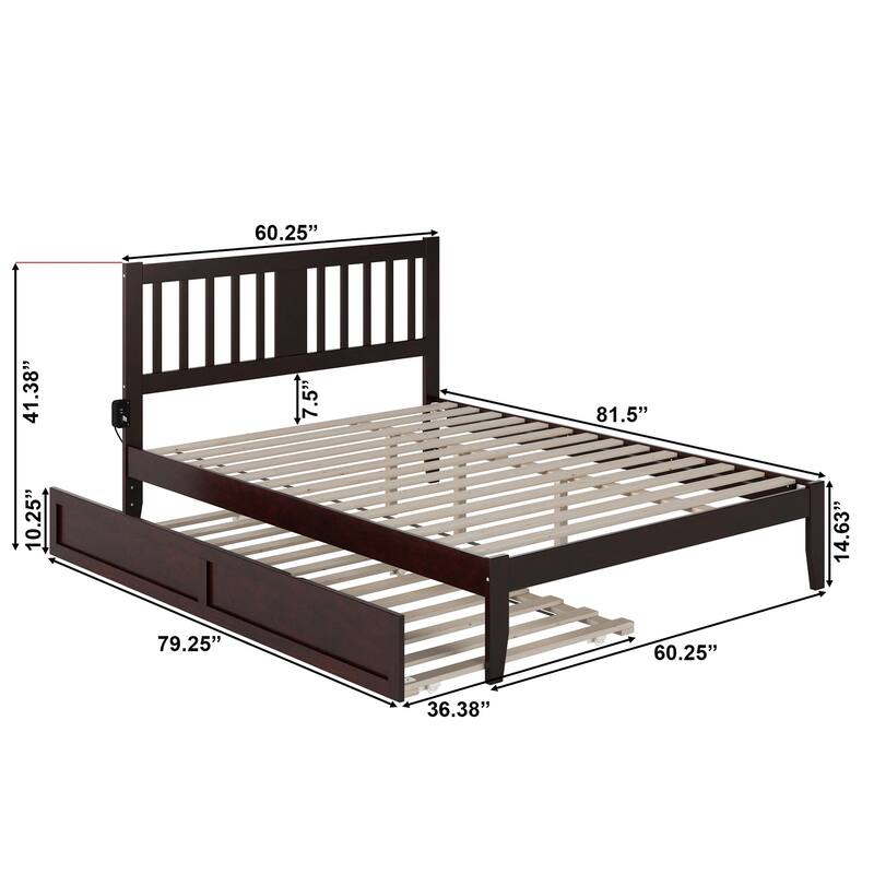 Tahoe Queen Platform Bed with Twin XL Trundle in Espresso