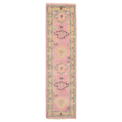 ECARPETGALLERY Hand-knotted Modern Oushak Violet Wool Rug - 2'6 x 9'10