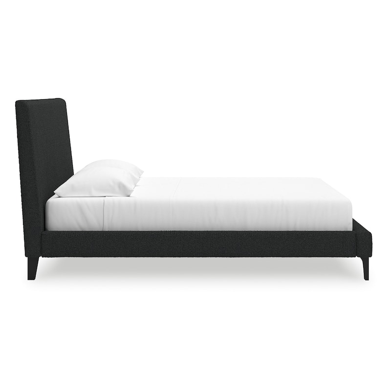 Signature Design by Ashley Cadmori Black Upholstered Bed with Roll Slats