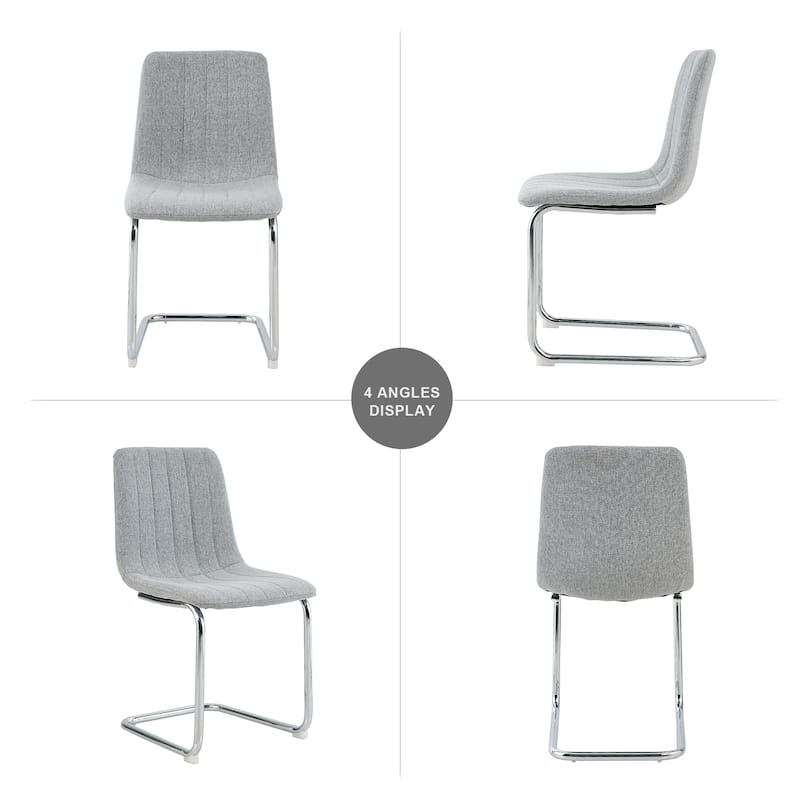 Modern Dining Chairs Set of 4, Bedroom Vanity Chair, Kitchen Breakfast Chairs, Upholstered Dining Chairs with Silver Metal Leg