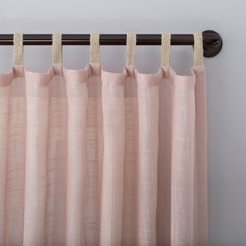 No. 918 Ceri Linen Texture Jute Tabs Semi-Sheer Tab Top Curtain Panel, Single Panel