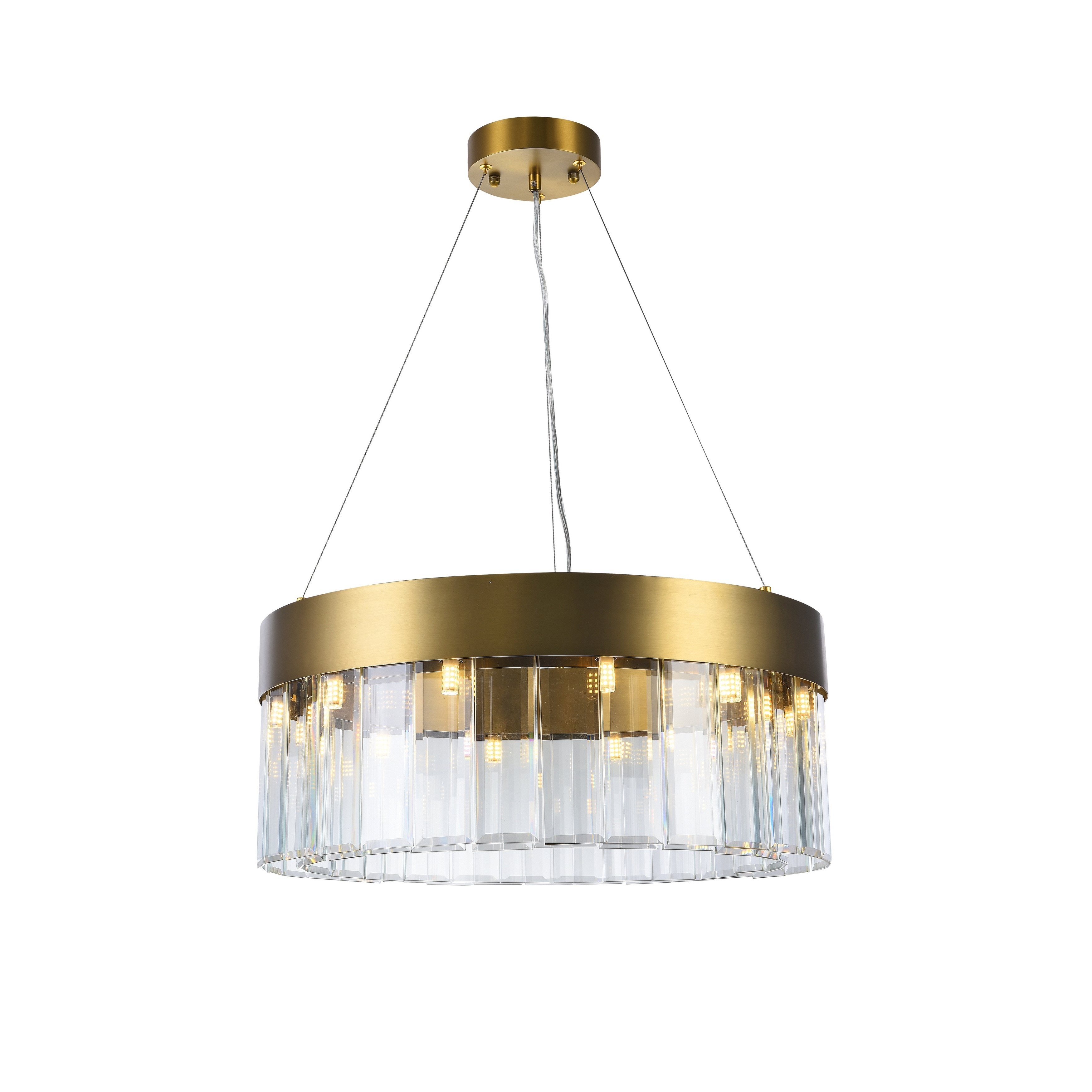 Transitional 9-Light Gold Frame Round Chandelier