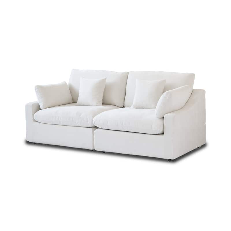 Modern Comfy Linen Sectional Sofa Down Filled Cloud Couch, Loveseat for Apartment
