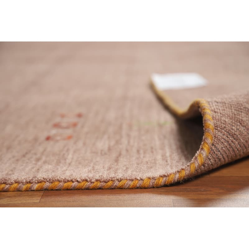 Brown Tribal Gabbeh Indian Area Rug Handmade Wool Carpet - 8'0" x 9'10"