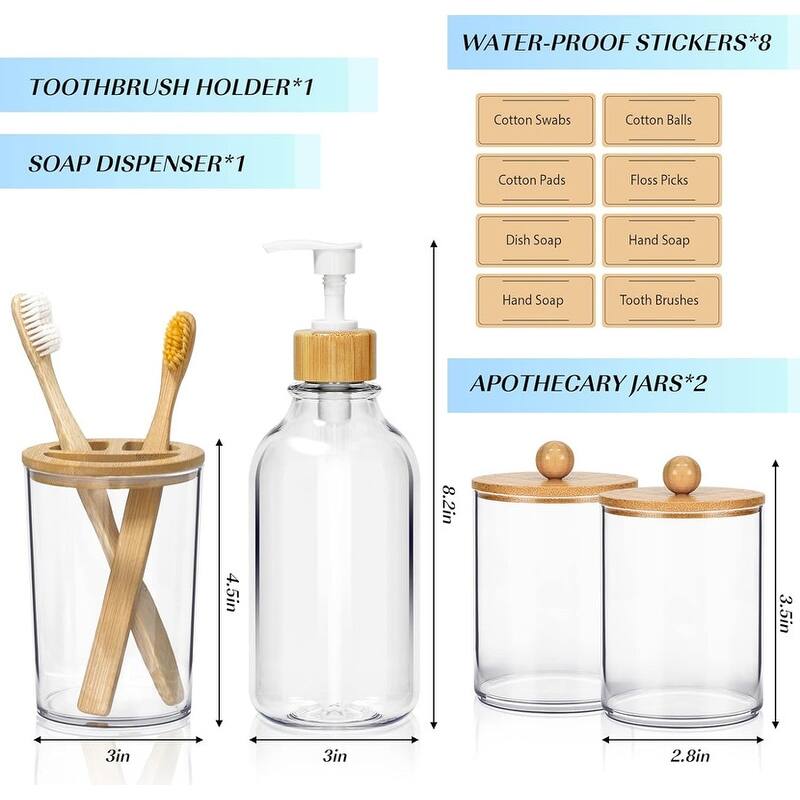 Bamboo Bathroom Accessories Set - Brown/Stainless Steel