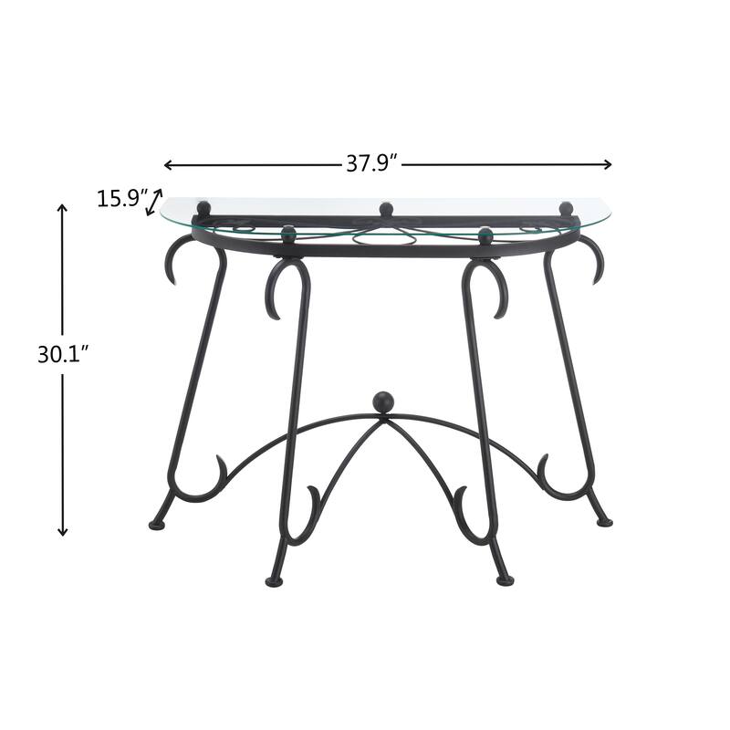 Tempered Glass Console Table with Metal Frame