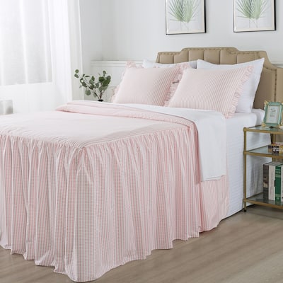 Dot Bedspread with 30" Ruffled Skirt Shabby Chic Farmhouse Style