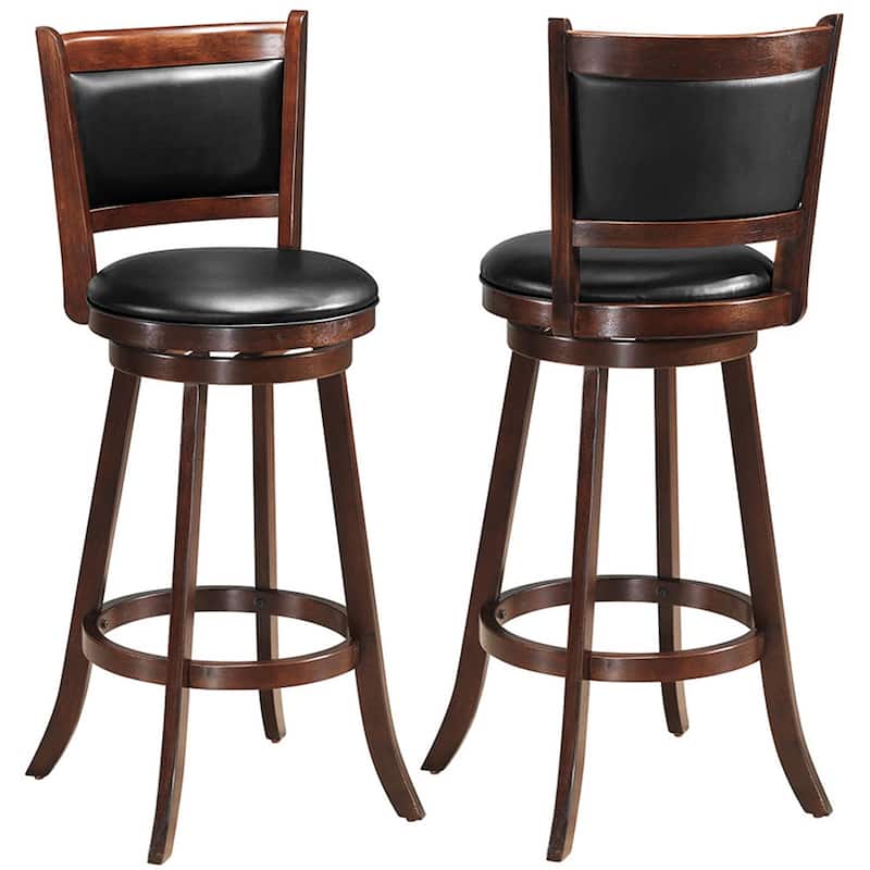Costway Set of 2 29'' Swivel Bar Height Stool Wood Dining Chair