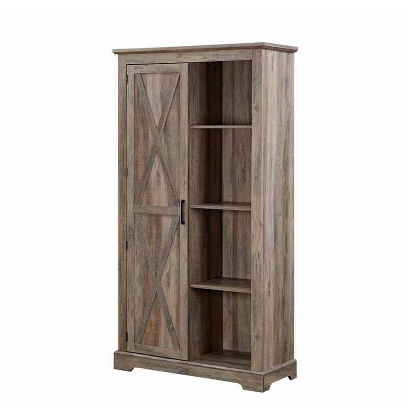 Barn Door Wood Tall Storage Cabinet