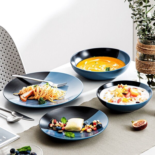 vancasso 16-Piece Overlap Glaze Dinnerware Set, Service for 4