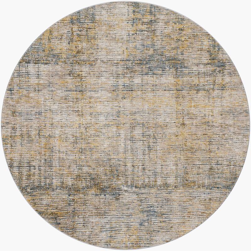 Livabliss Industrial Naila Abstract Area Rug - 6'7" x 6'7" Round - Beige/Blue