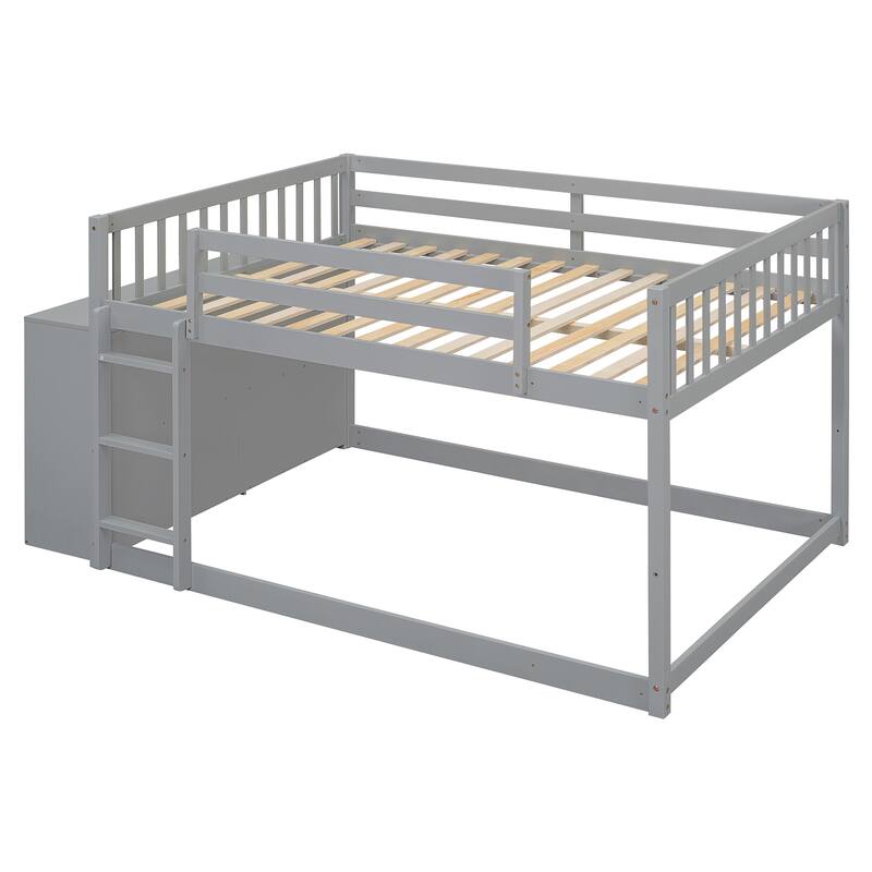 Space-Saving Full Bunk Bed with 4 Drawers, 3 Shelves, and Sturdy Ladder