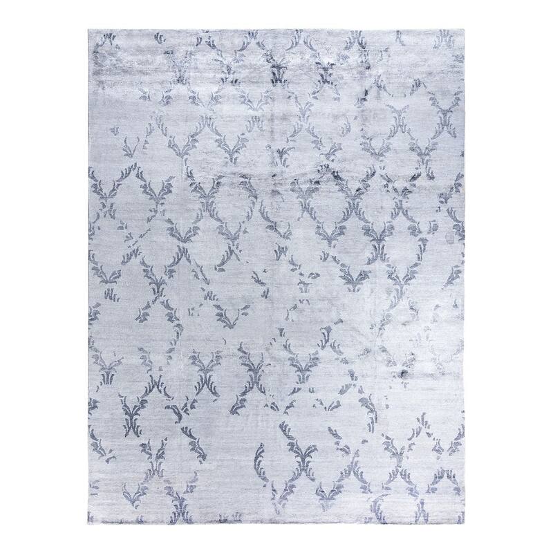 Modern One-of-a-Kind Hand-Knotted Area Rug, Gray - 9' 0" x 11' 9"