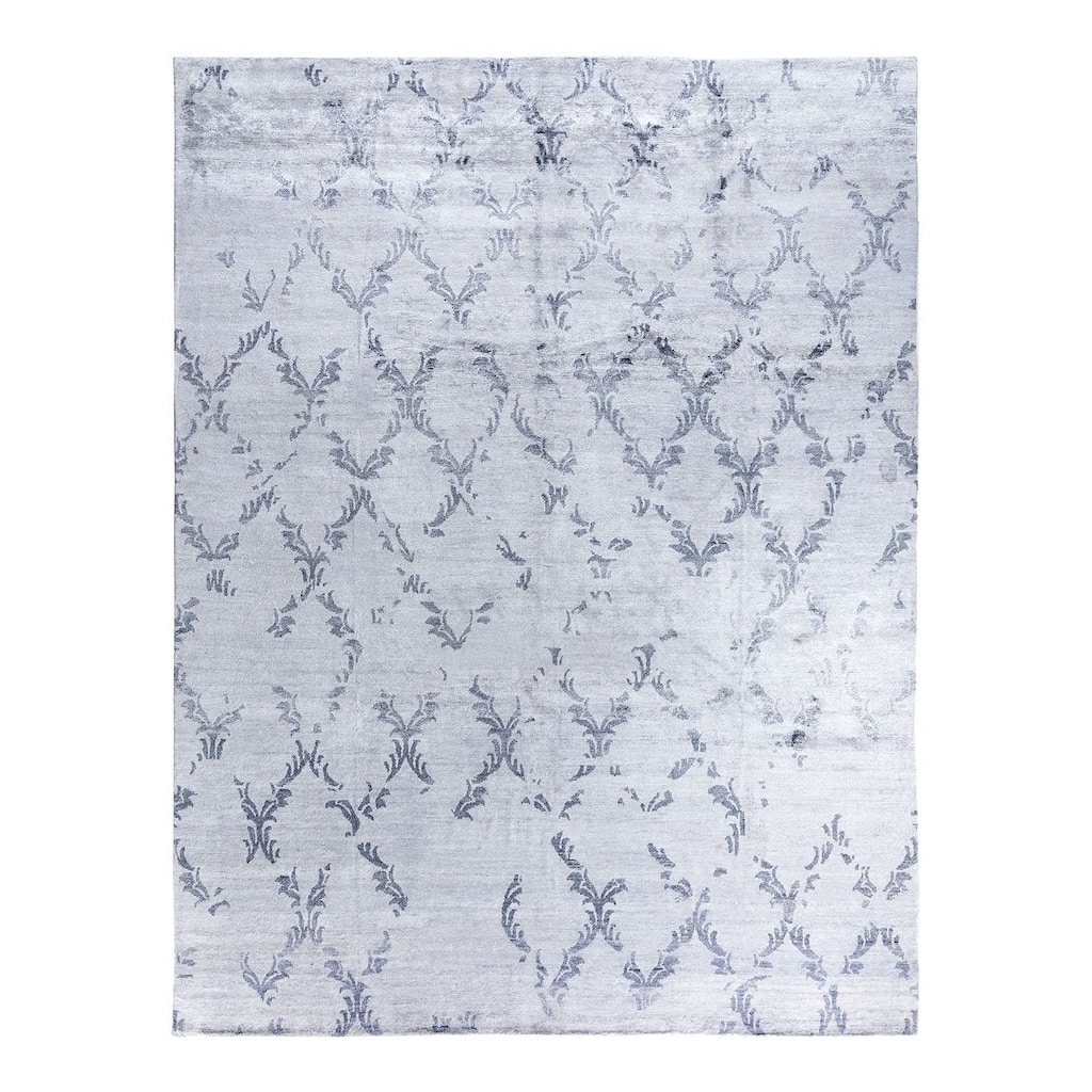 Modern One-of-a-Kind Hand-Knotted Area Rug, Gray - 9' 0" x 11' 9"
