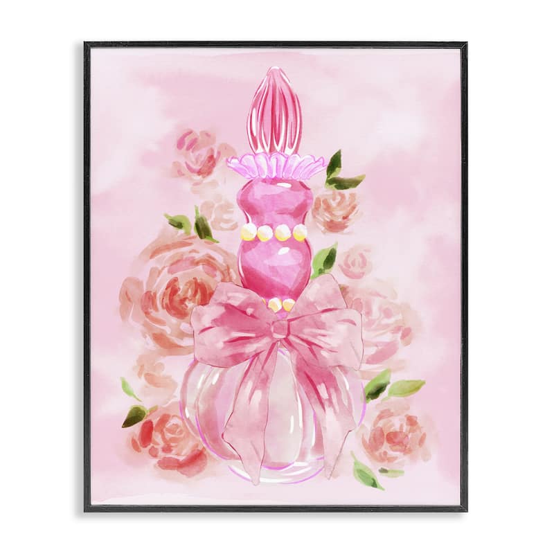 Stupell Lovely Pink Perfume & Roses Framed Giclee Art Design By Ziwei Li - 11 x 14 - Black