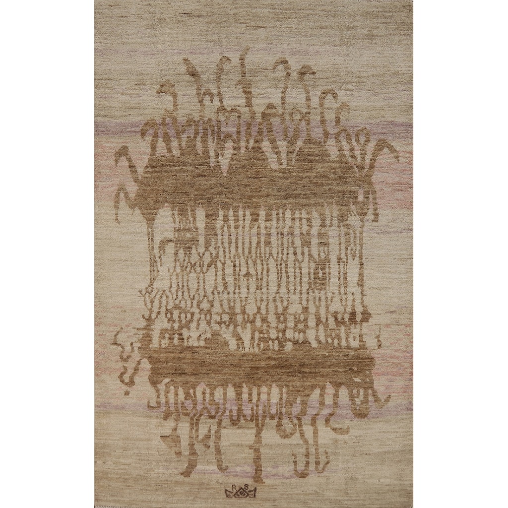 Vegetable Dye Oushak Turkish Rug Handmade Bedroom Wool Carpet - 3'10"x 6'1"