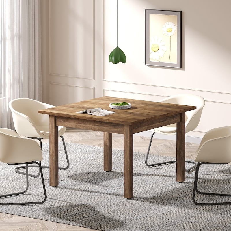 Square Conference Table with Solid Wood Legs Small Meeting Table for Conference/Seminar Room Boardroom