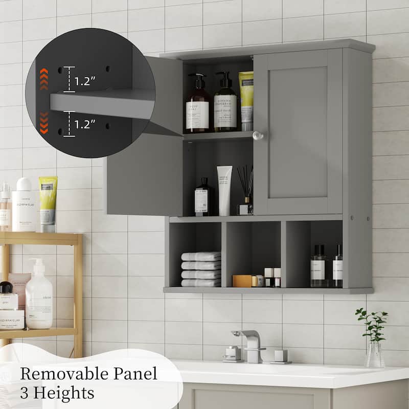 2-Door Wall-Mounted Bathroom Cabinet with Storage Space for Bathroom, Kitchen, or Office