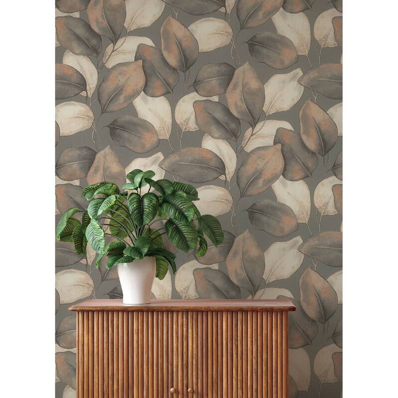 A-Street Prints Evanthe Charcoal Vine Wallpaper