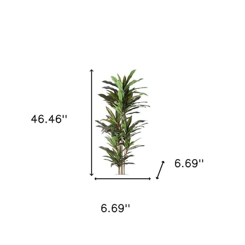 HomeRoots 71" Green Artificial Dracaena Tree in a Black Pot - 6.69 in. x 70.87 in. x 6.69 in.
