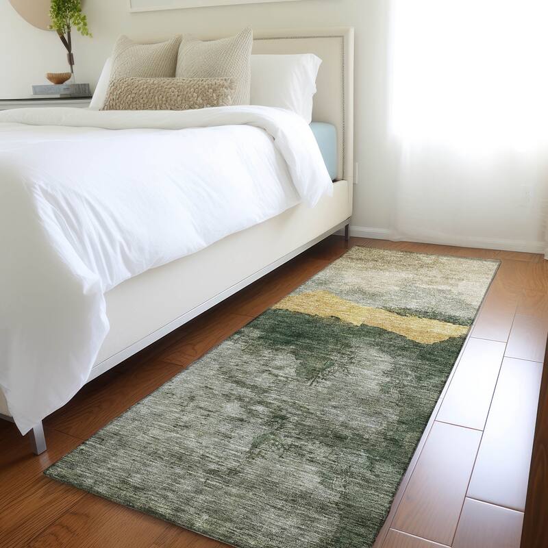 Machine Washable Indoor/ Outdoor Modern Contemporary Chantille Rug - Fern - 2'3" x 7'6"