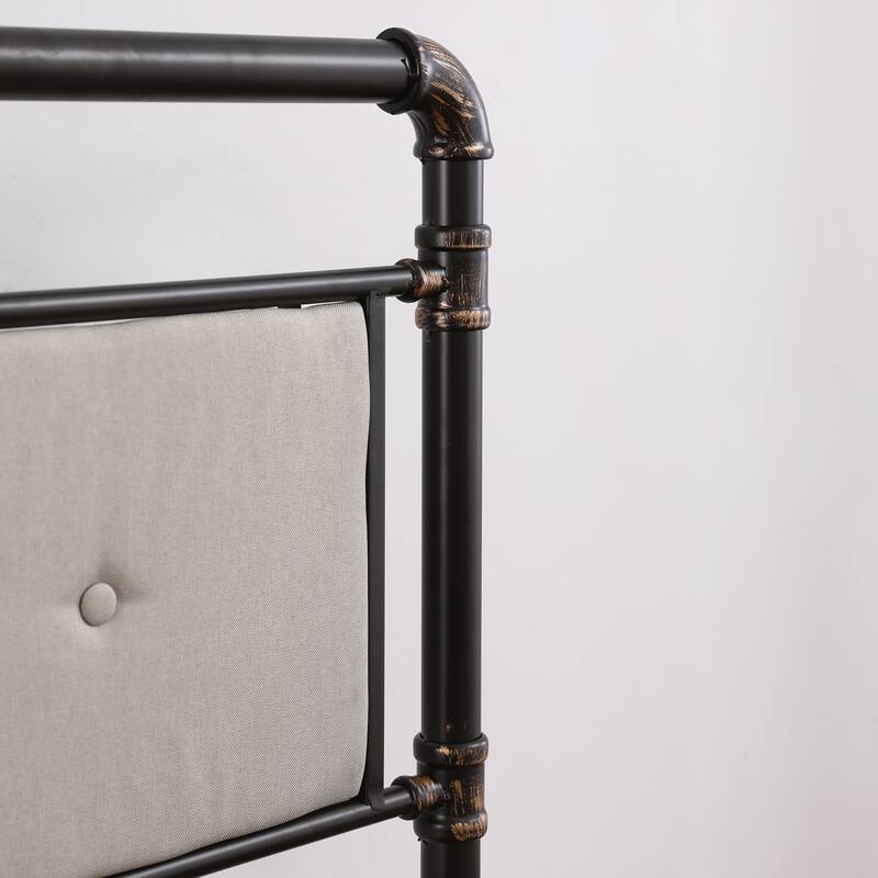 Single-Layer Bed Head and Soft Pull Buckle Bed End Standpipe Water Pipe Bed Black Gold-Painted Iron Bed