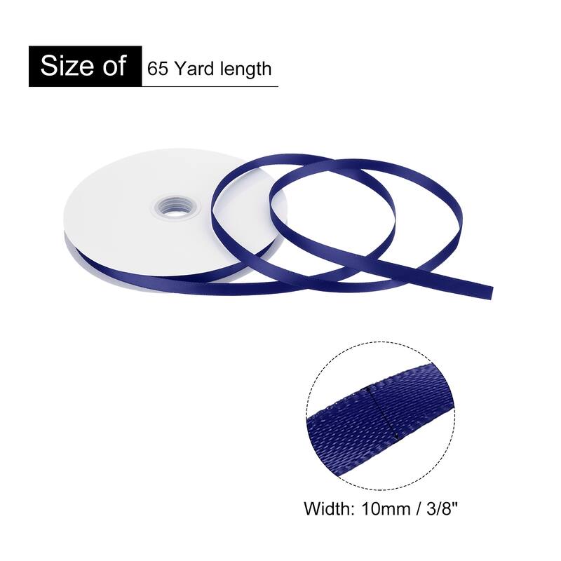 Satin Ribbon Grosgrain Valentine Solid Double Face Wedding Ribbon - Navy Blue - 3/8" x 65 Yard