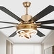 preview thumbnail 27 of 34, Bella Depot 72" Gold Large Ceiling Fan with Light and Remote 6-Speed Gold Modern Fandelier DC Motor