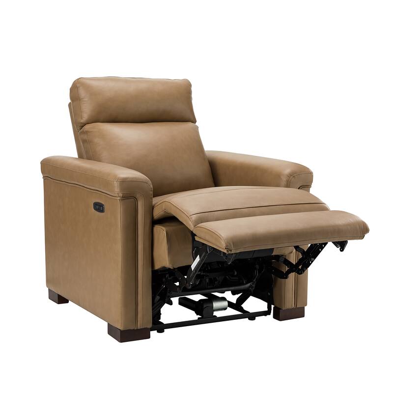 Alicia 34.65" Wide Contemporary Classic Genuine Leather Power Recliner With USB Port