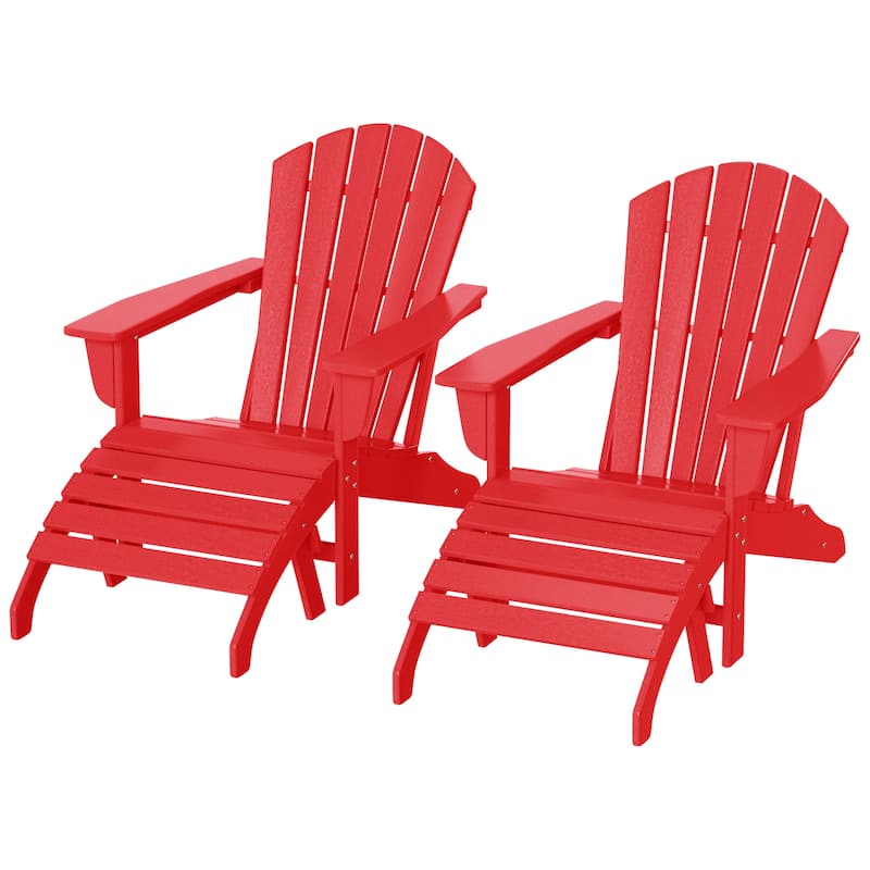 Altura Outdoor Eco-Friendly All Weather Adirondack Chairs with Ottomans (4-Piece Conversation Set) - Red