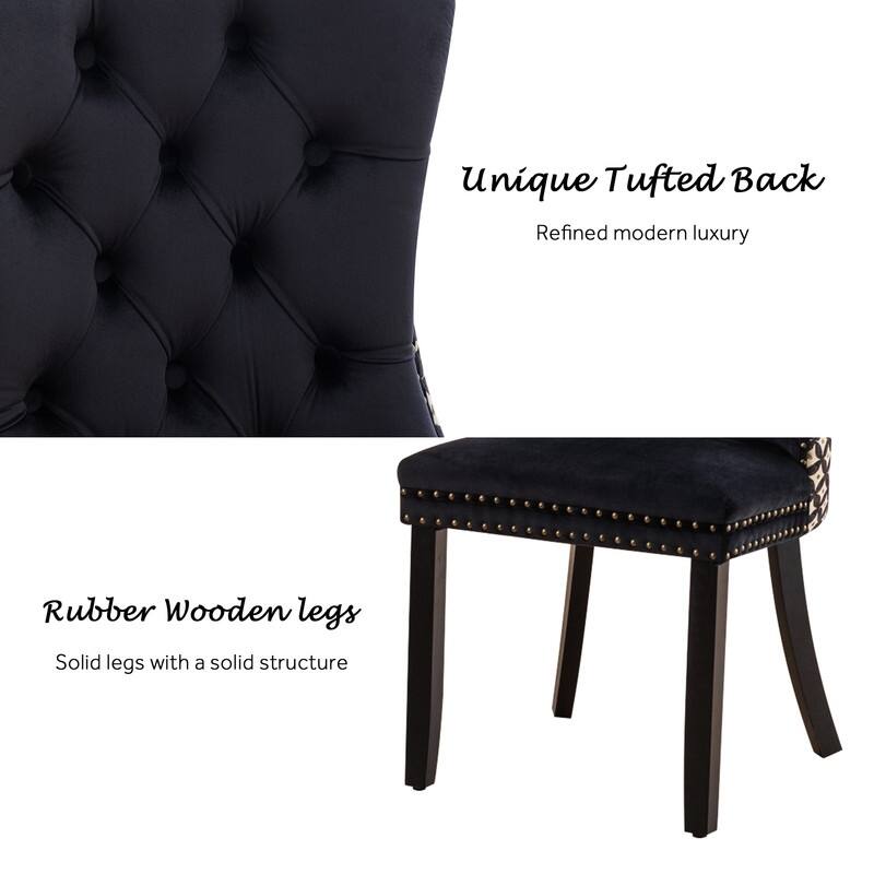 Solid Wood Velvet Upholstered Dining Chair Set of 4