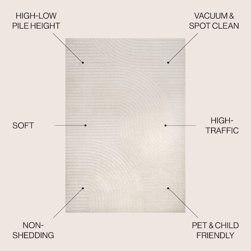 JONATHAN Y Odense Minimalist Curve Geometric Gray/Ivory Area Rug