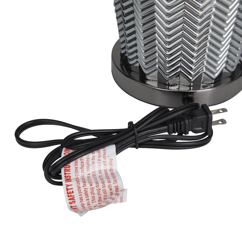 Tempered Glass Room Table Lamp with Chevron Pattern - Silver - Roche River Decor