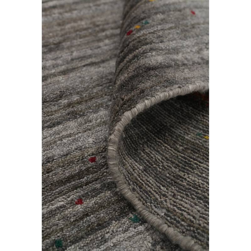 Hand Knotted Oriental Viscose Silk Carpet Tribal Animal Pictorial Greys & Charcoal Gabbeh Area Rug - 11' 8'' X 5' 0''