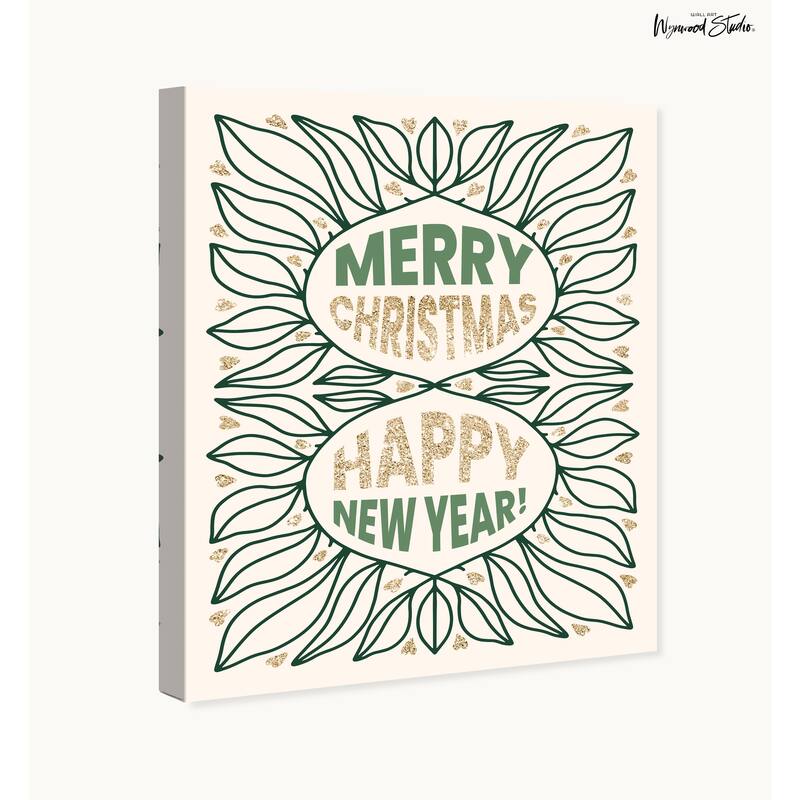 Wynwood Studio Canvas Holiday and Seasonal Glam Holidays Leaf Frame Green Glam Wall Art Canvas Print