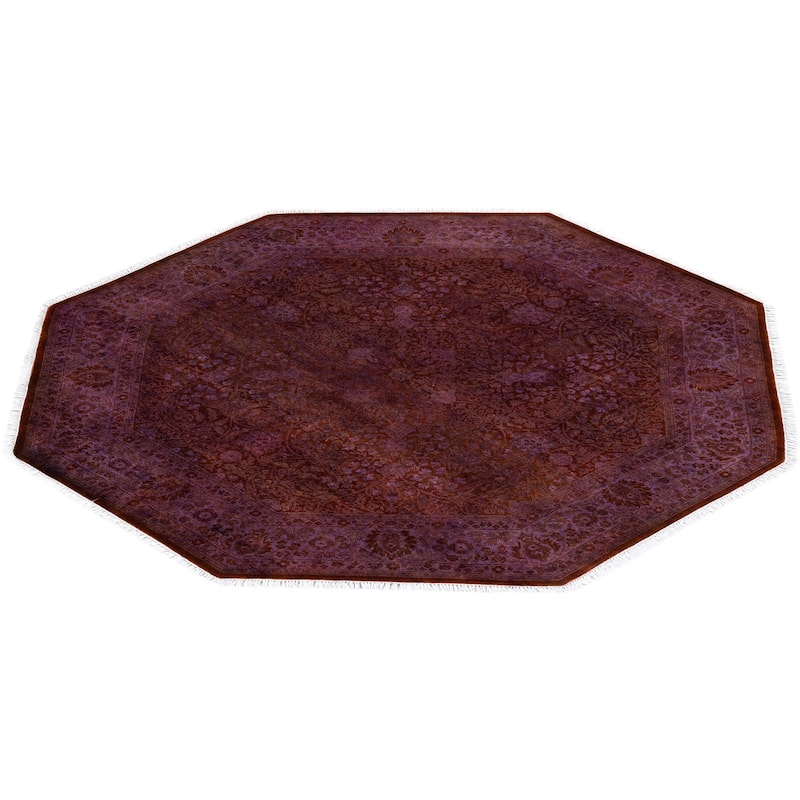Overdyed One-of-a-Kind Hand-Knotted Octagon Area Rug - Purple - 6' 1" x 6' 1"