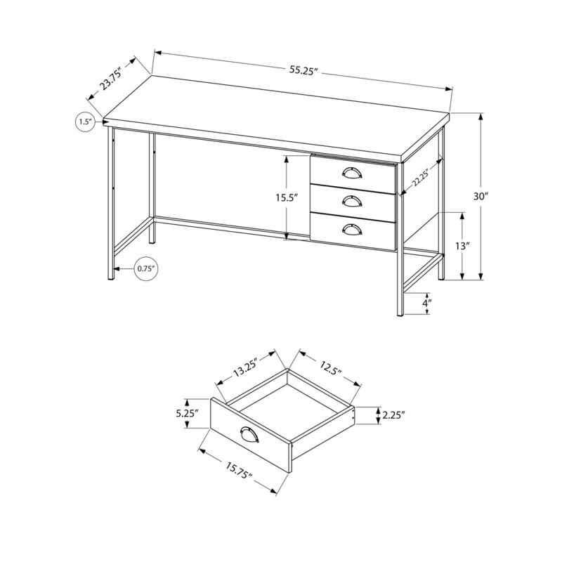 Computer Desk, Home Office, Laptop, Storage Drawers, 55"l, Work, Black Laminate, Black Metal, Contemporary