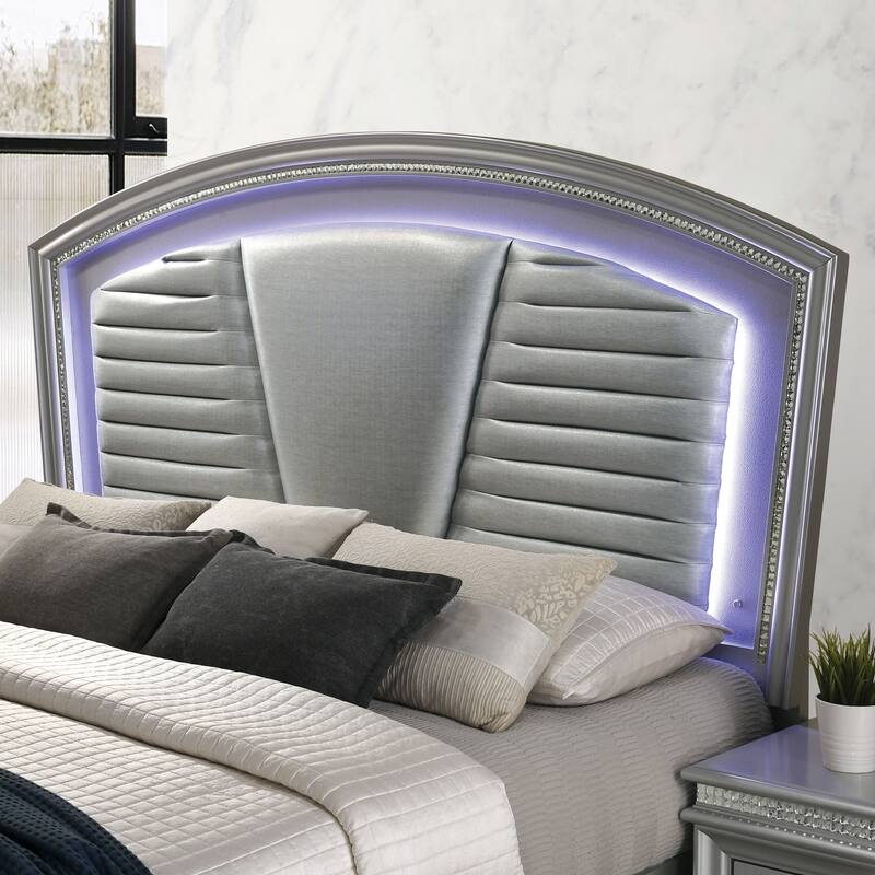 Furniture of America Xian Contemporary Wood 3-Piece Storage Platform Bedroom Set with LED Light