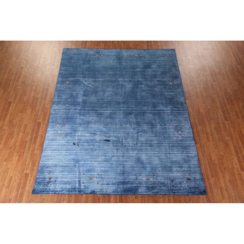 Blue Gabbeh Oriental Area Rug Handmade Living Room Silk Carpet - 8'9"x 11'4"
