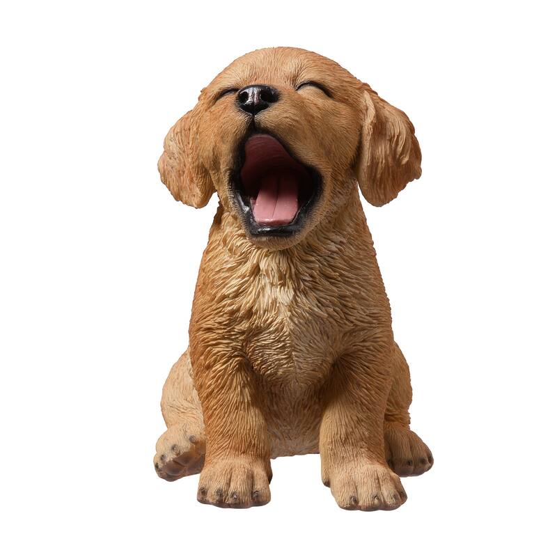 Yawning Golden Retriever Outdoor Garden Statue - 6.5"
