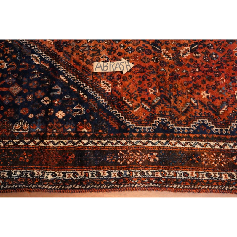 Hand Knotted Oriental 100% Wool Carpet Traditional Medallion Oranges & Rust Shiraz Area Rug - 9' 9'' X 7' 3''